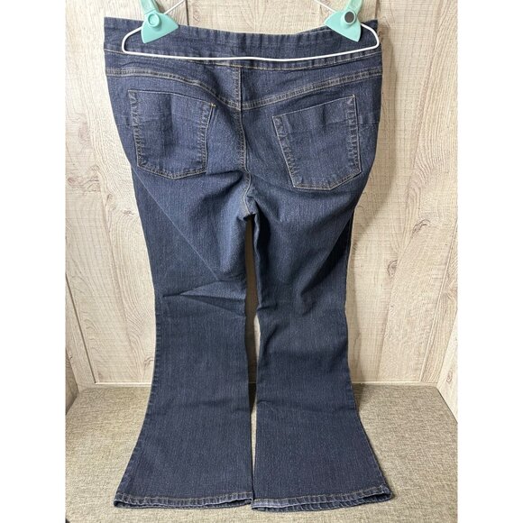 Womens Bootcut Denim Jeans L/G Cotton & Polyester Blend Stretch Dark Wash - Picture 2 of 7